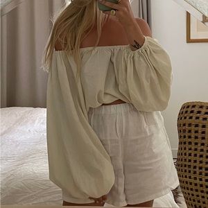 Honeydove Raw Silk Gather Top